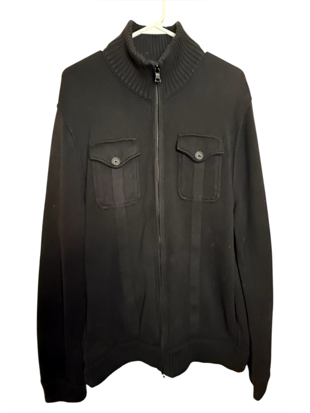 Banana Republic 100% Cotton Full Zip Heavyweight Sweater Jacket Black Size XL